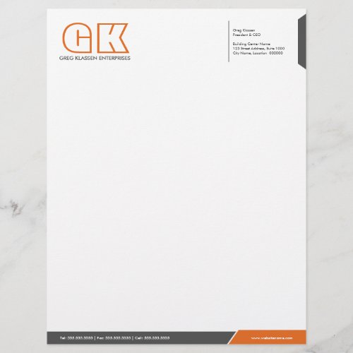 Professional Grey and Orange Letterhead Template