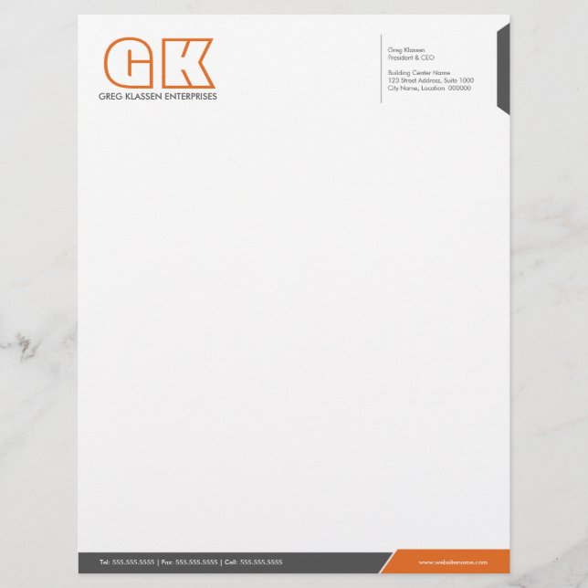 Professional Grey and Orange Letterhead Template (Front)