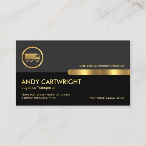 Professional Grey Black Layers Gold Tab Trucker Business Card