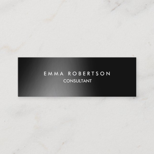 Professional Grey Black Modern Skinny Mini Business Card (Front)
