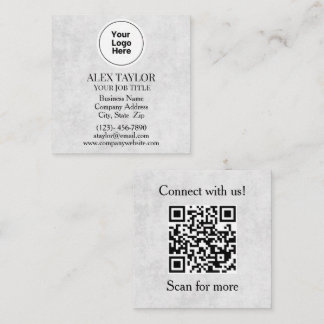 Professional Grey Executive Logo QR Code Square Business Card