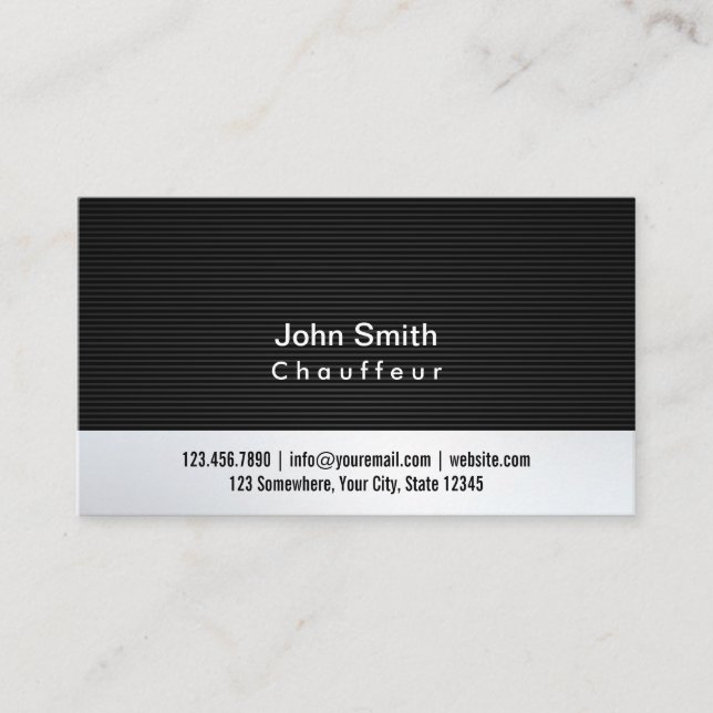 Professional Grey Metal Chauffeur Business Card (Front)