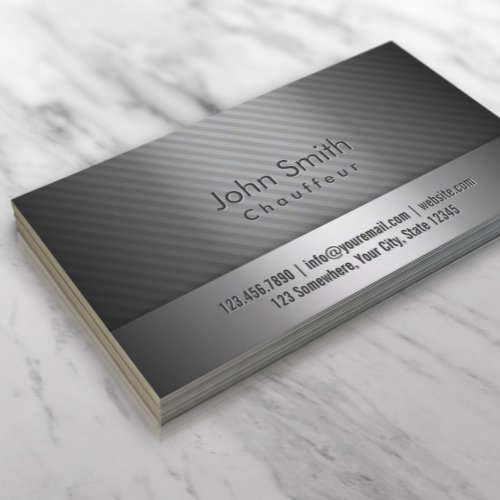 Professional Grey Metal Chauffeur Business Card