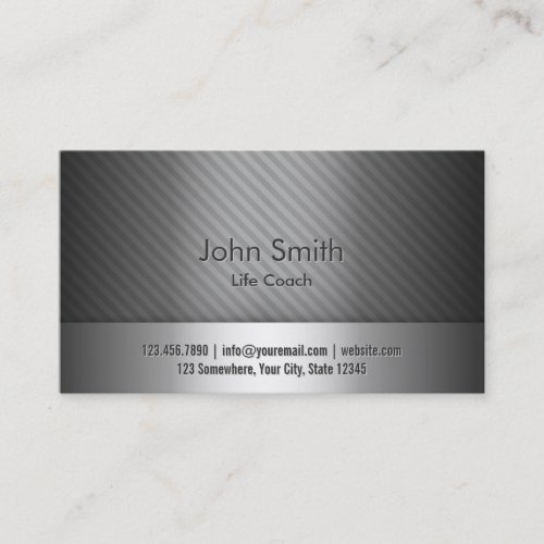Professional Grey Metal Life Coach Business Card