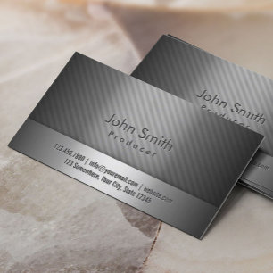 Professional Grey Metal Producer Business Card
