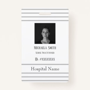 Professional Grey Minimalist Hospital Employee Badge