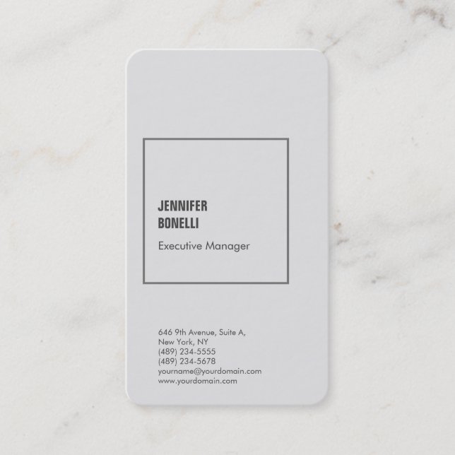 Professional grey minimalist modern plain business card (Front)
