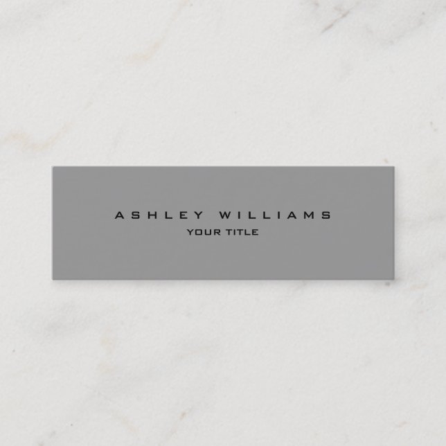 Professional grey modern plain slim unique mini business card (Front)