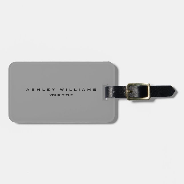 Professional grey modern plain unique luggage tag (Front Horizontal)