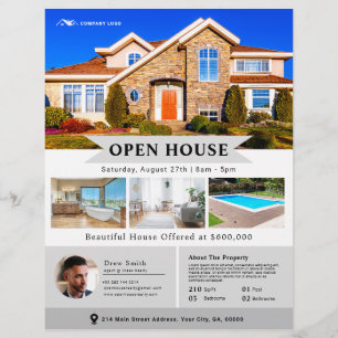 Professional Grey Open House Real Estate Flyer