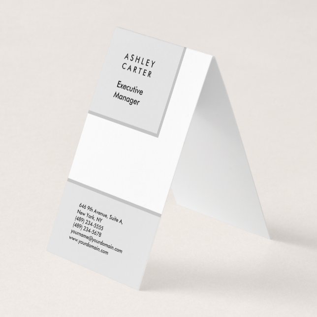 Professional grey white plain minimalist modern business card (Front)