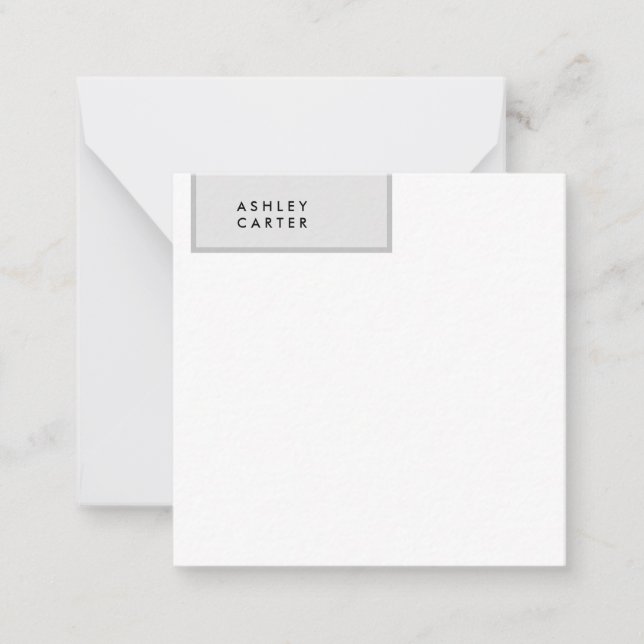 Professional grey white plain minimalist name note card (Front)