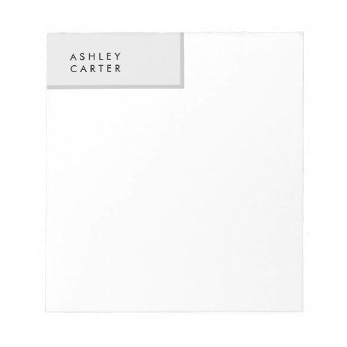 Professional grey white plain minimalist name notepad