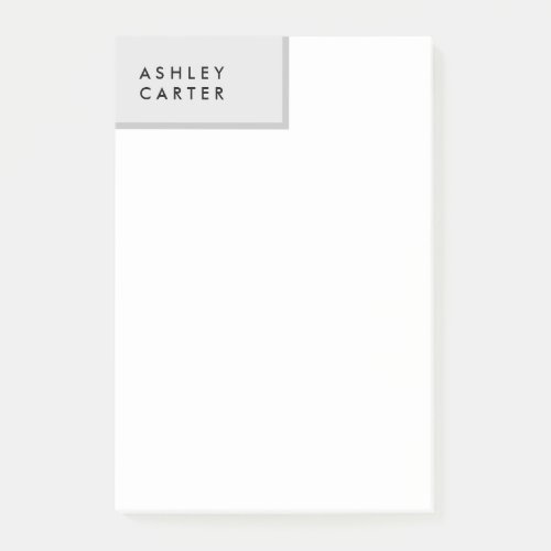Professional grey white plain minimalist name post_it notes