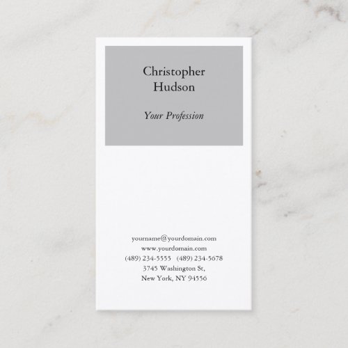 Professional Grey  White Plain Premium Silk Business Card
