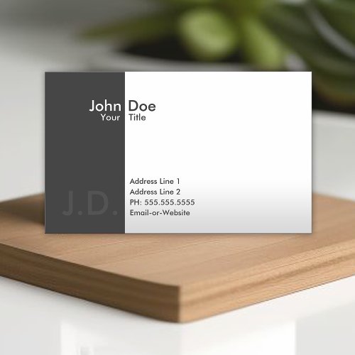 professional greys with initials business card