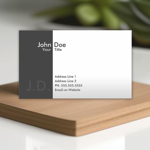 Customizable professional greys (with initials) business cards