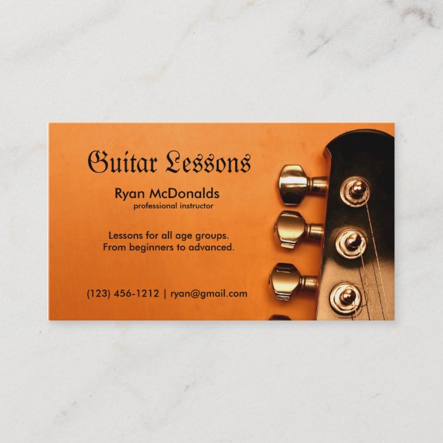 Professional Guitar Lesson Business Cards (Front)