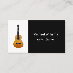 Professional Guitar Music Lessons Black White Business Card