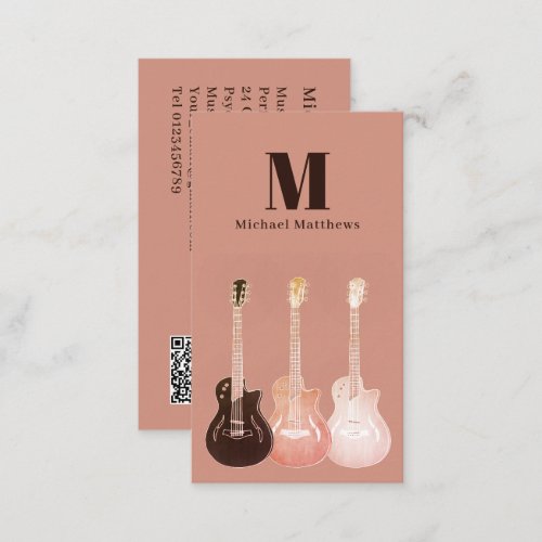 Professional Guitar Musician Custom QR Code Business Card
