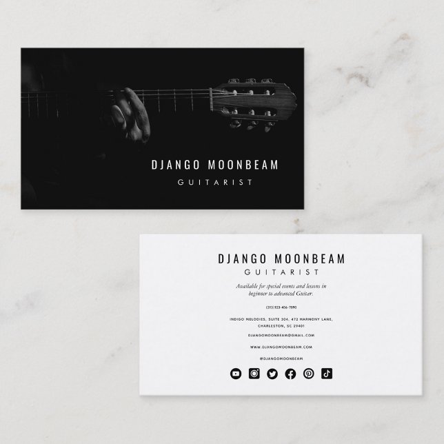 Professional Guitarist and Guitar Music Teacher  Business Card (Professional Guitarist and Guitar Music Teacher Business Card)