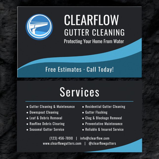 Professional Gutter Cleaning Service Company Business Card (Creator Uploaded)