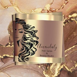 Professional Hair Salon Makeup Lash Rose Square Business Card