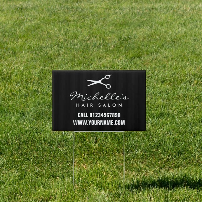 Professional hair salon yard sign with logo (Insitu)