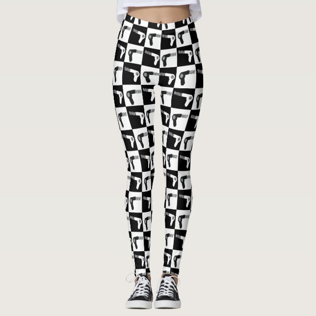Professional Hair Stylist Pattern w Blow Dryer Leggings (Front)