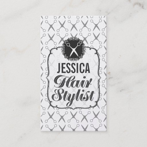 Customizable Professional Hair Stylist Silver Business Cards