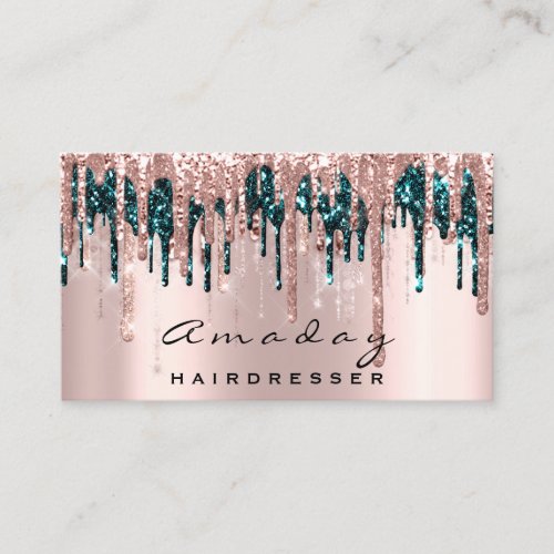 Professional Hairdresser Brauty Rose Drip Silver Business Card