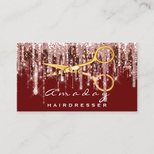 Professional Hairdresser Scissors Gold Burgundy Business Card
