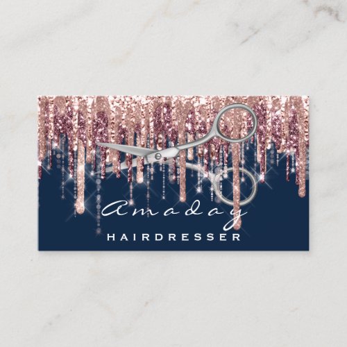 Professional Hairdresser Scissors Navy Rose Modern Business Card