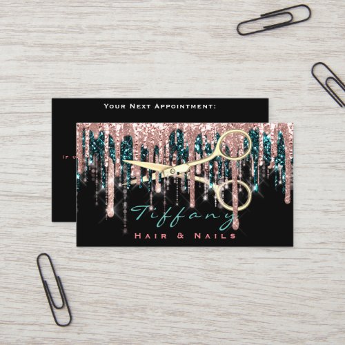 Professional Hairdresser Scissors Rose Black Gold  Business Card