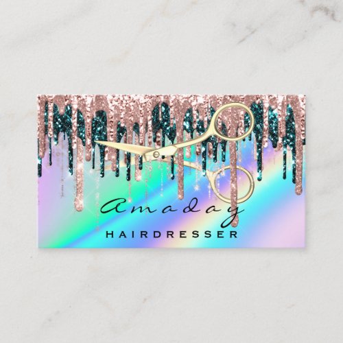 Professional Hairdresser Scissors Rose Holograph Business Card