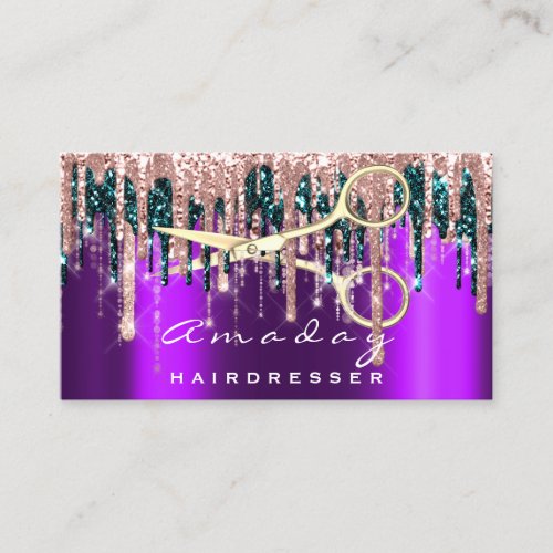 Professional Hairdresser Scissors Rose Purple Business Card