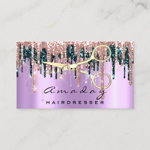 Professional Hairdresser Scissors Rose Violet Gold Business Card