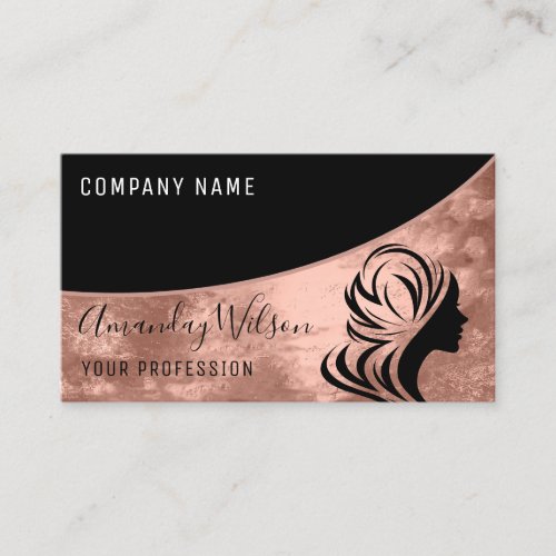 Professional Hairdresser Stylist Logo Rose Elegant Business Card