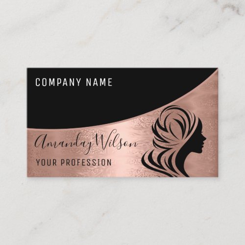 Professional Hairdresser Stylist Metallic Rose Business Card