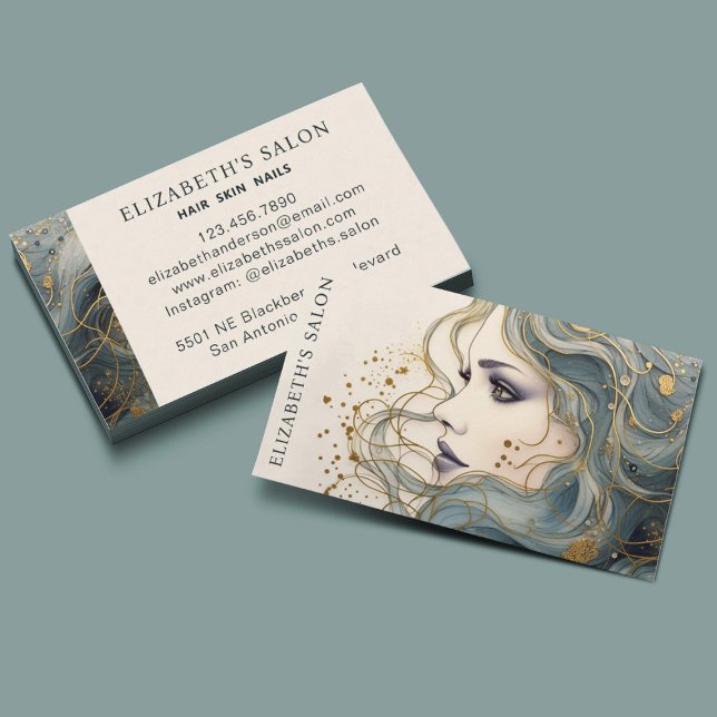 Professional Hairstylist Beauty Salon  Business Card (A glamorous hairdresser salon professional business card.)