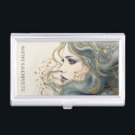 Professional Hairstylist Beauty Salon  Business Card Case<br><div class="desc">An elegant blue and gold beauty salon business card case. Great for Hair,  makeup and nail salons. Designed for you by Blackberry Boulevard.</div>