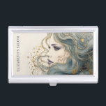 Professional Hairstylist Beauty Salon  Business Card Case<br><div class="desc">An elegant blue and gold beauty salon business card case. Great for Hair,  makeup and nail salons. Designed for you by Blackberry Boulevard.</div>