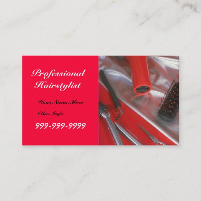 Professional Hairstylist customizable bus.card Business Card (Front)