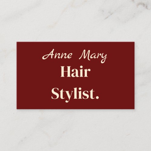 Professional Hairstylist Salon Burgundy Modern Business Card