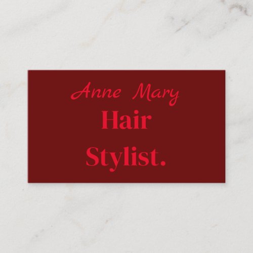 Professional Hairstylist Salon Minimal Burgundy Business Card