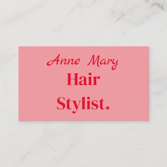 Professional Hairstylist Salon Minimal Orange Pink Business Card (Front)