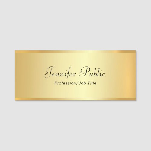 Professional Hand Script Text Modern Elegant Gold Name Tag