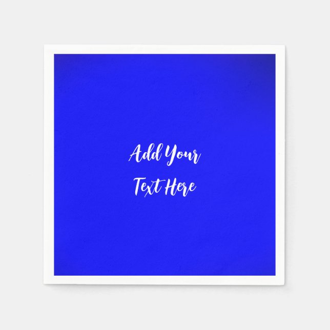 Professional handwriting add text modern blue napkins (Front)
