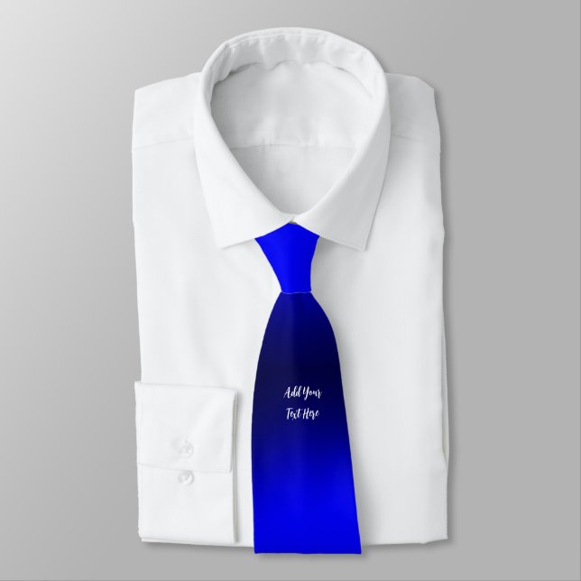 Professional handwriting add text modern blue neck tie (Tied)