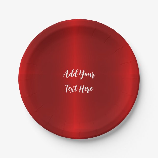 Professional handwriting add text modern red paper plates (Front)